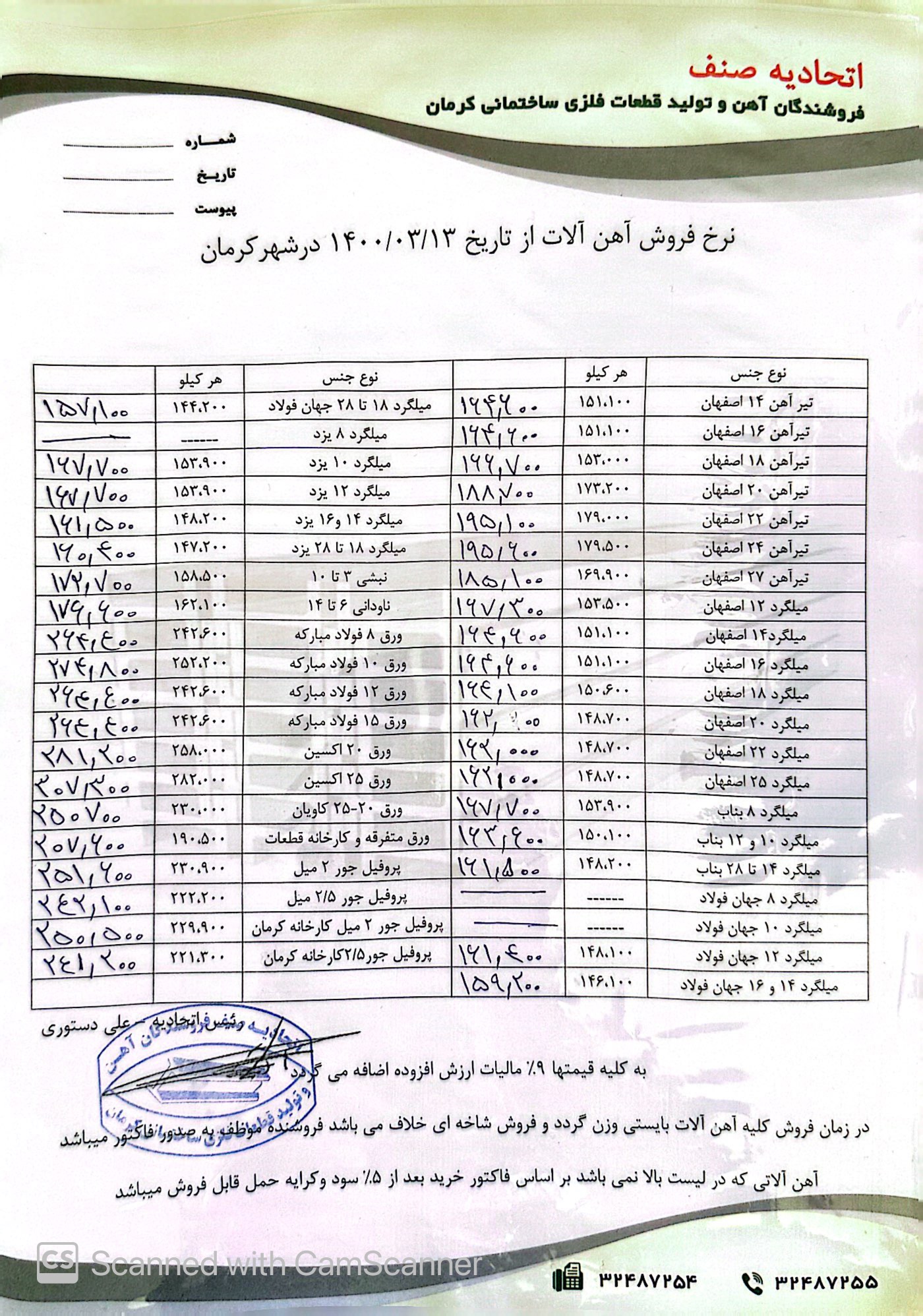 نرخنامه1400/03/13